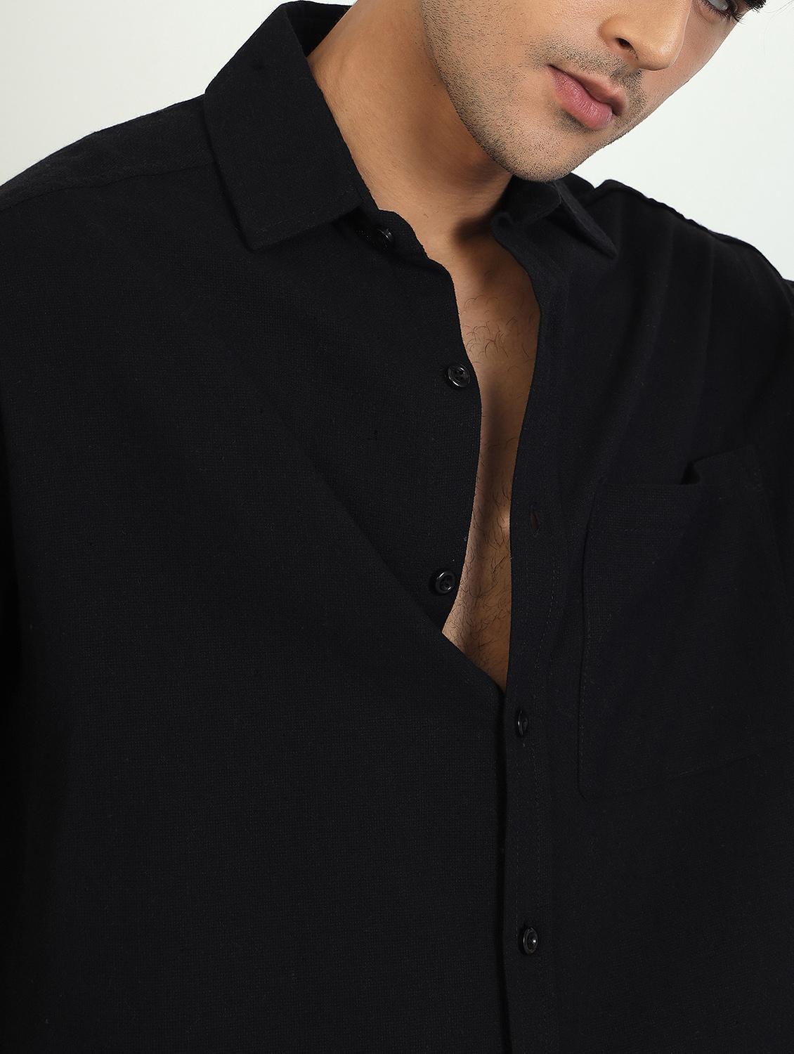 men solid long sleeve oversized casual shirt - 22007777 - Standard Image - 5