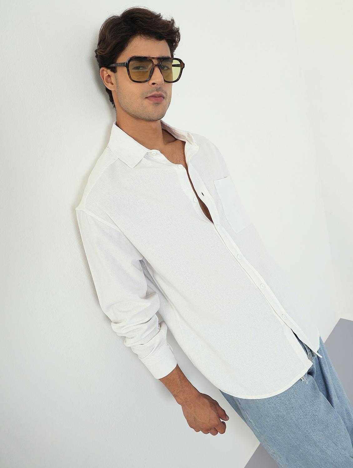 men solid long sleeve oversized casual shirt - 22007778 - Zoom Image - 0