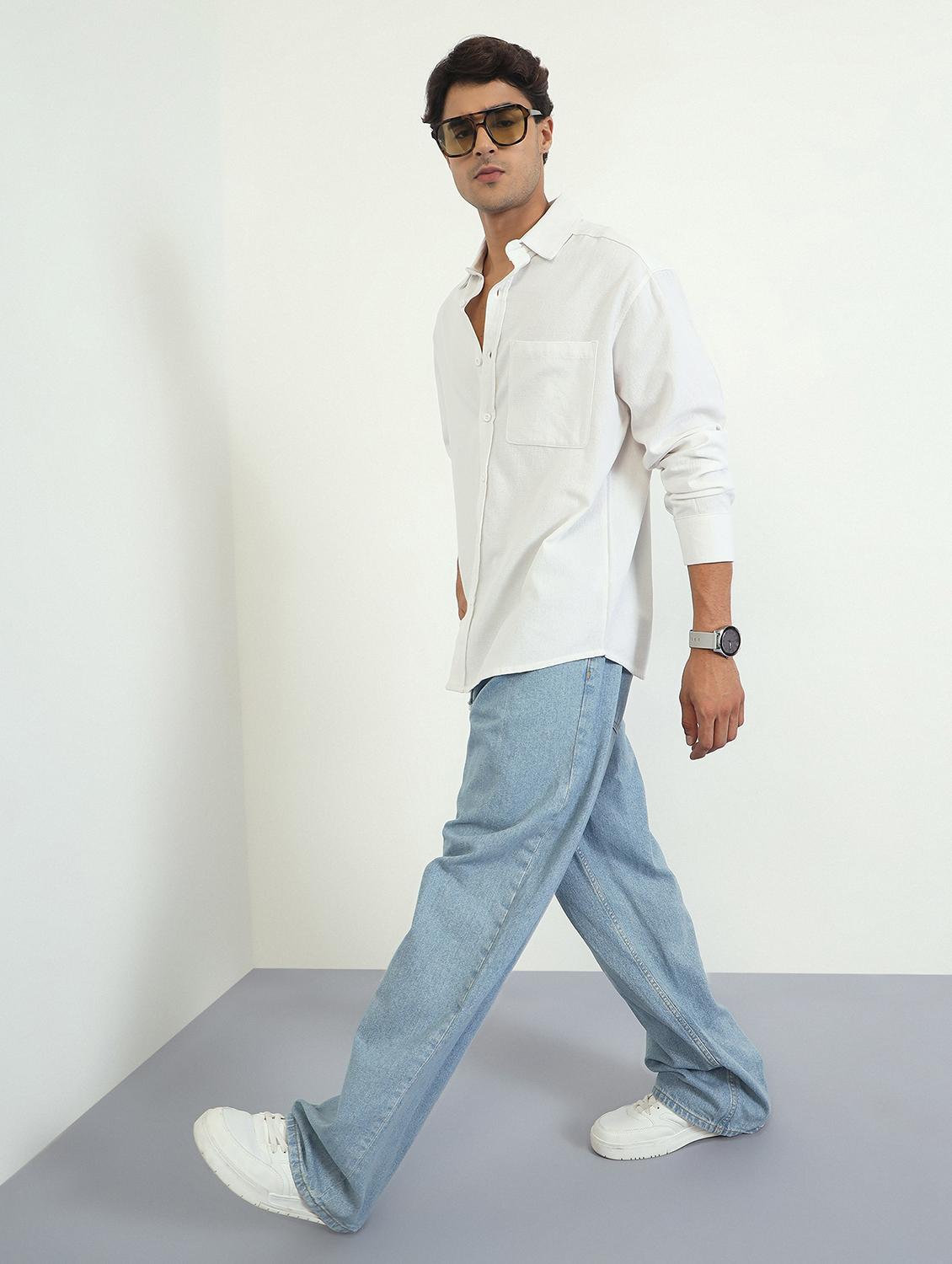 men solid long sleeve oversized casual shirt - 22007778 - Standard Image - 5