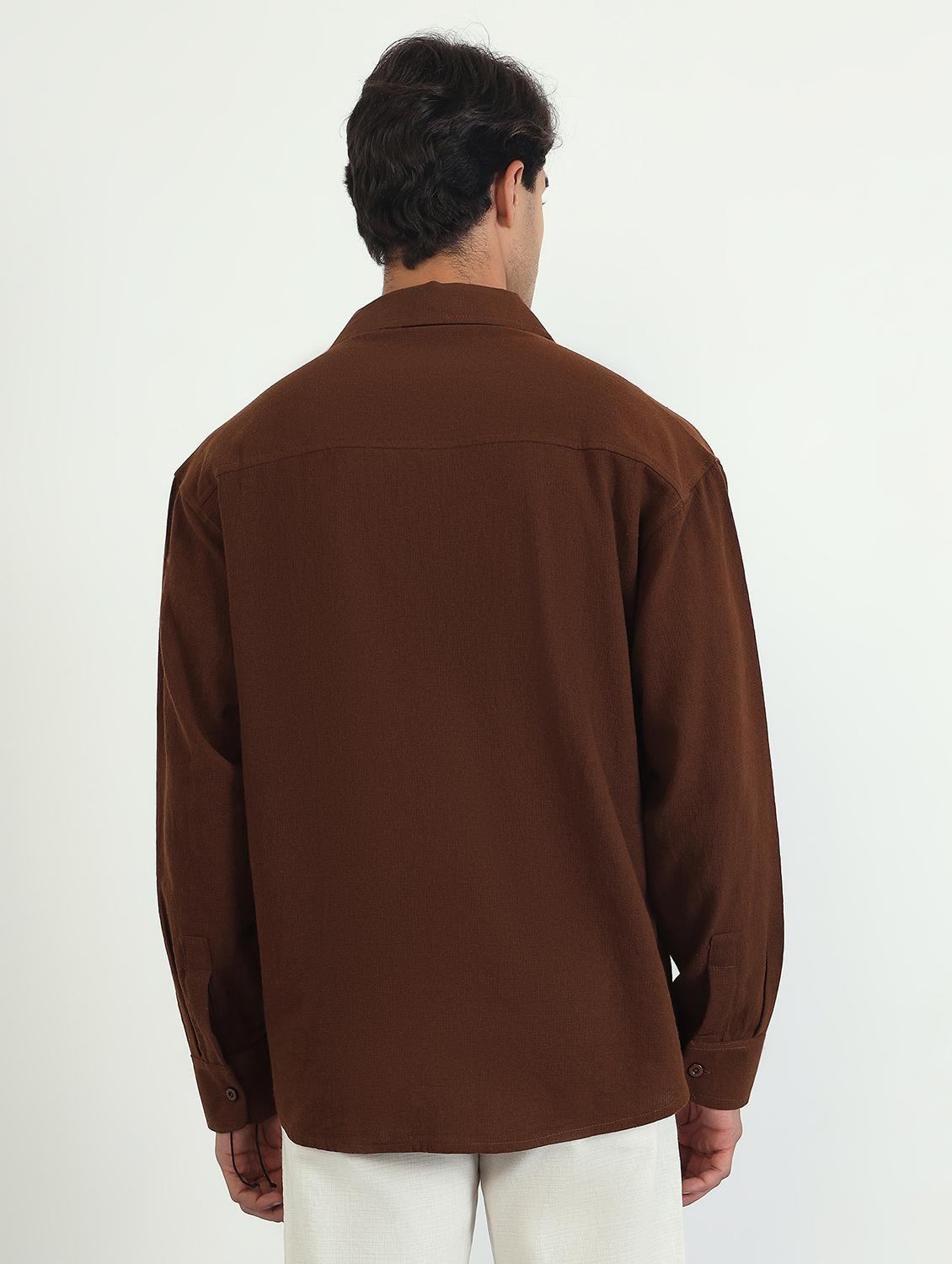 men solid long sleeve oversized casual shirt - 22007779 - Standard Image - 3