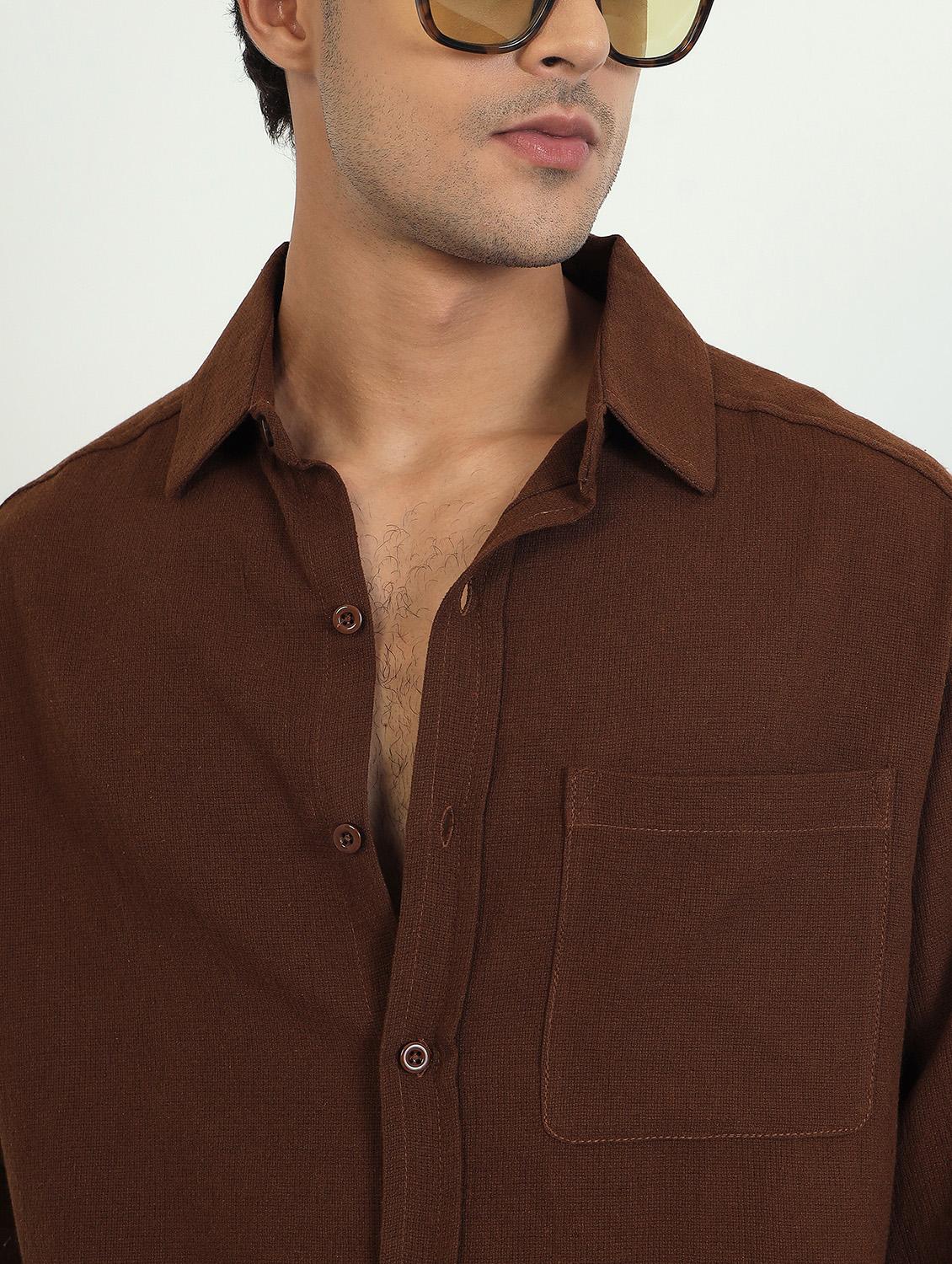 men solid long sleeve oversized casual shirt - 22007779 - Standard Image - 5