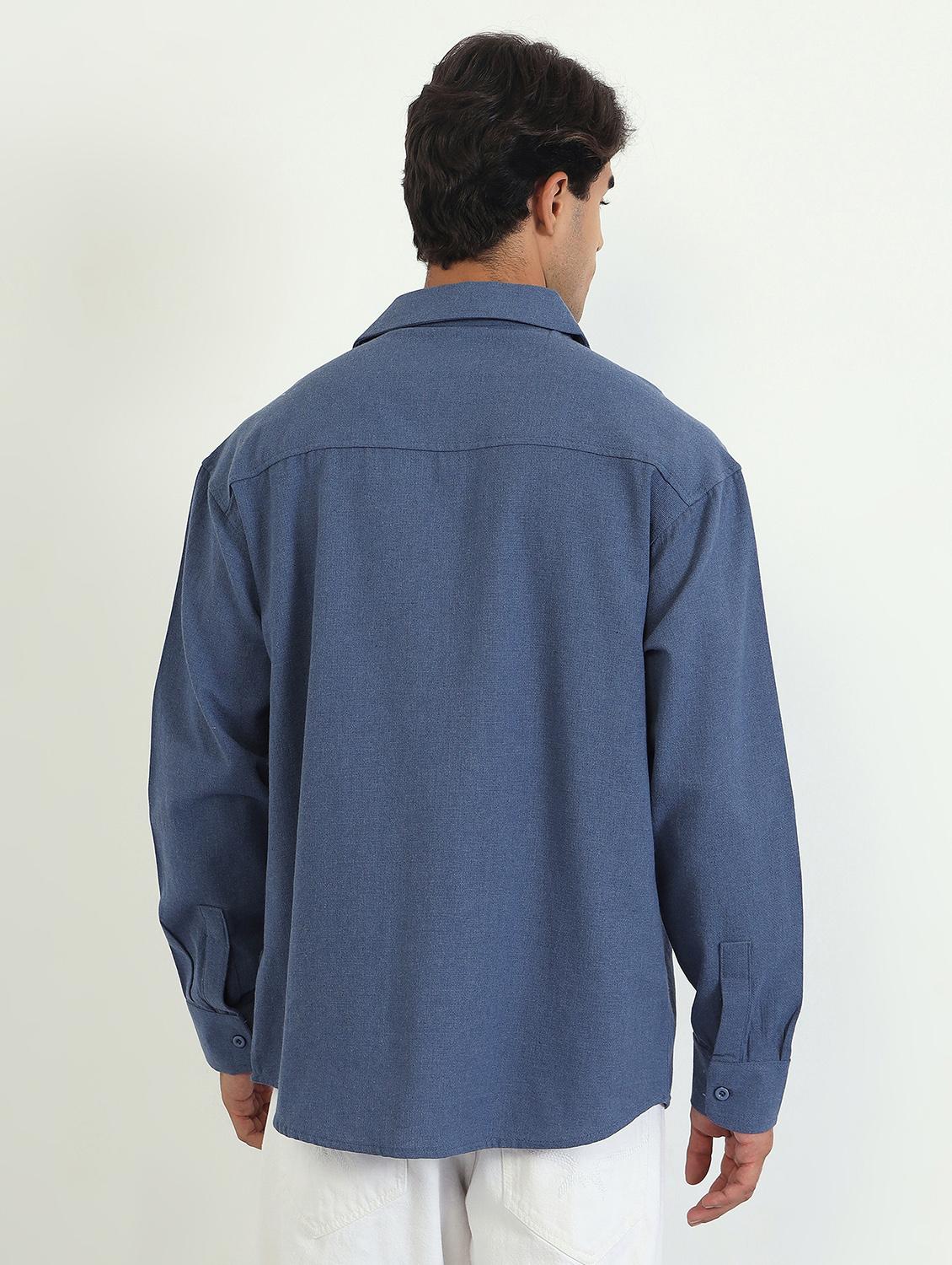 men solid long sleeve oversized casual shirt - 22007781 - Standard Image - 3