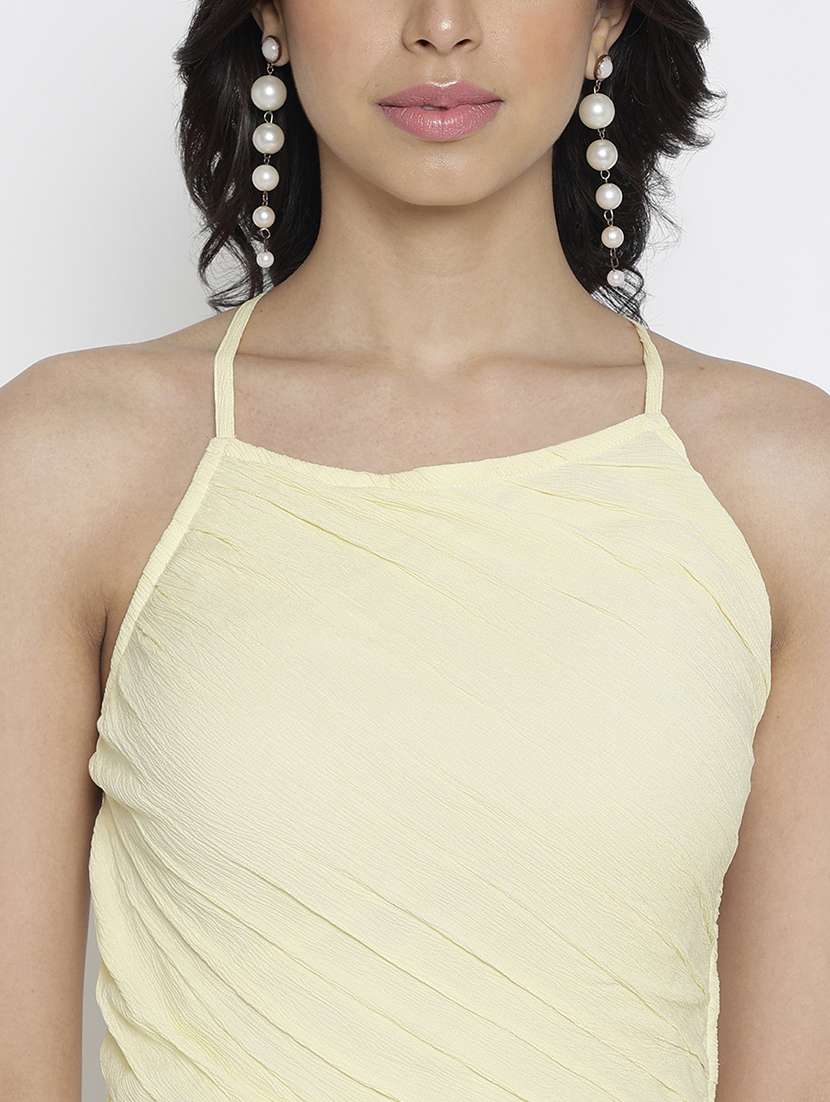 women solid shoulder strap backless asymmetric dress - 22007785 - Standard Image - 5