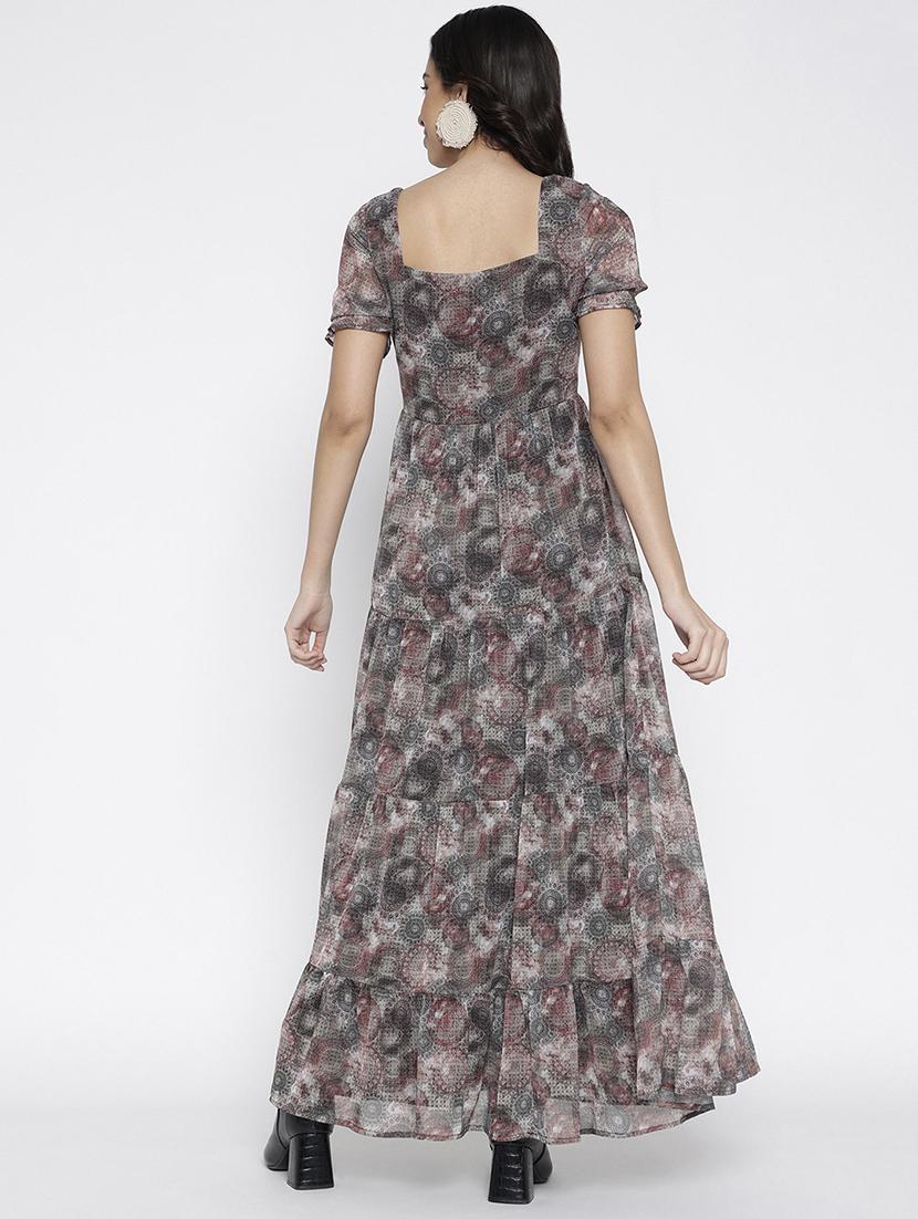 women printed puff sleeve tiered maxi dress - 22007790 - Standard Image - 3
