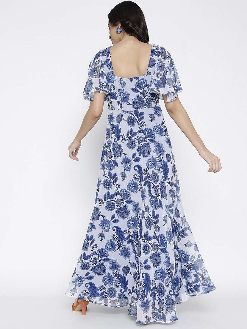 women printed flared sleeve fit and flare maxi dress - 22007792 - Standard Image - 3
