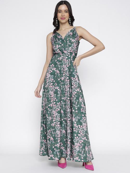 women printed shoulder strap fit and flare dress - 22007793 - Standard Image - 0