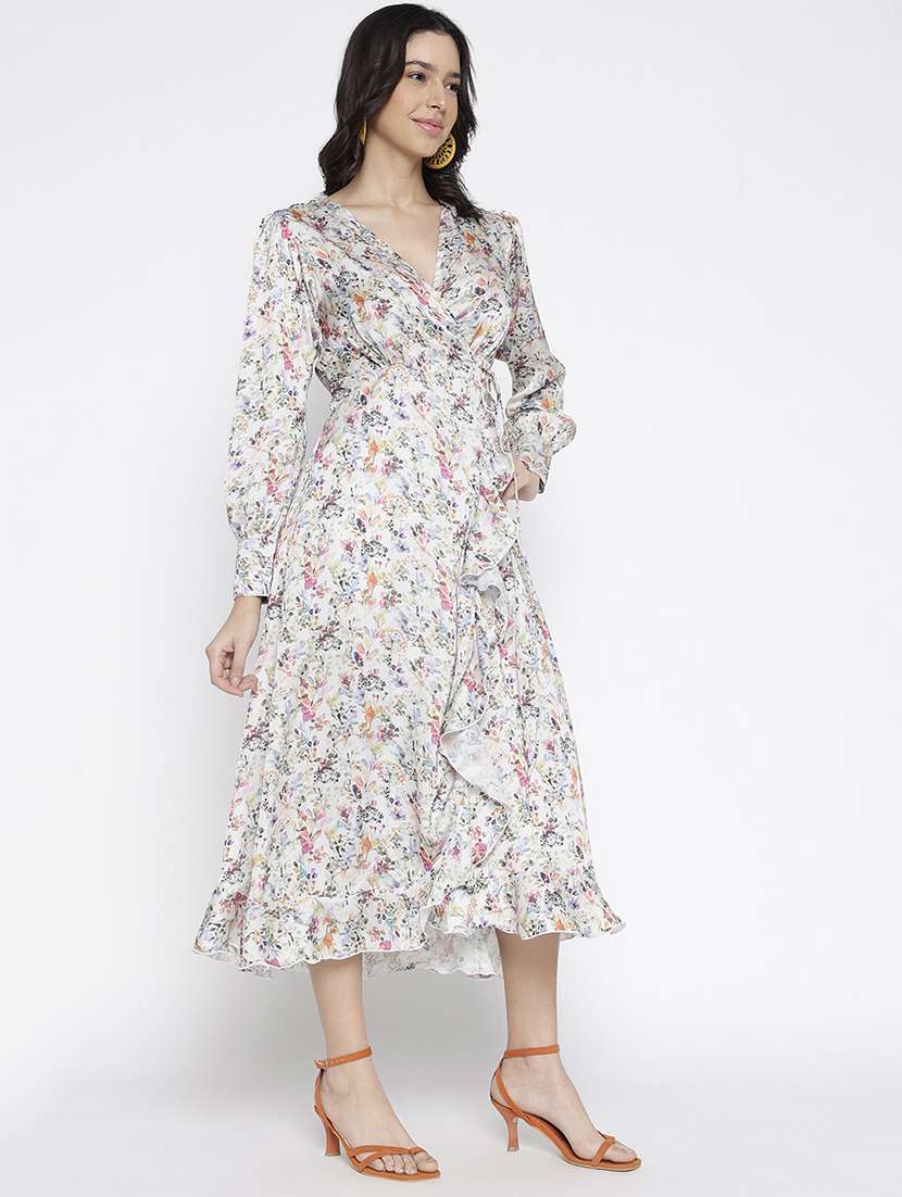 women floral print puff sleeve ruffle dress - 22007794 - Standard Image - 5