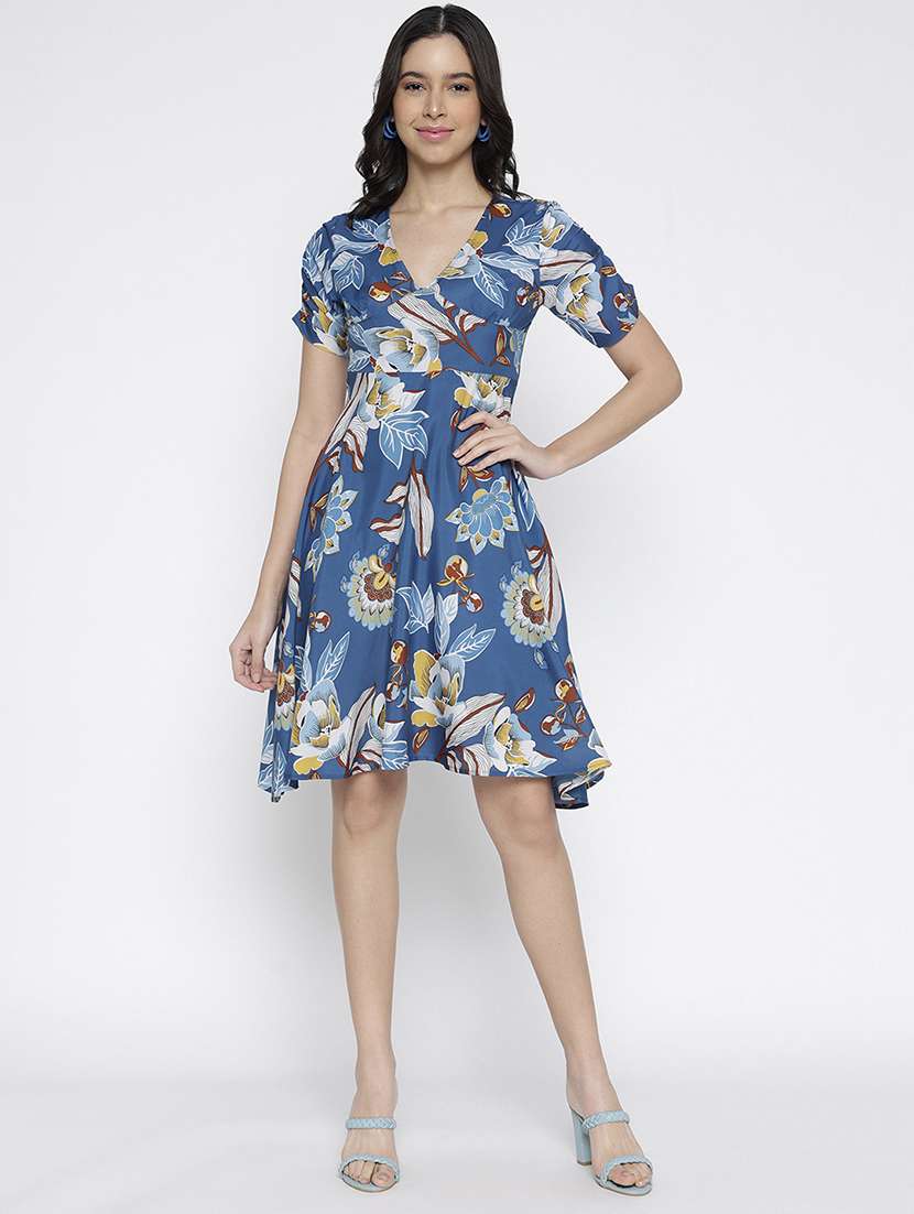 women floral print short sleeve fit and flare dress - 22007795 - Zoom Image - 0