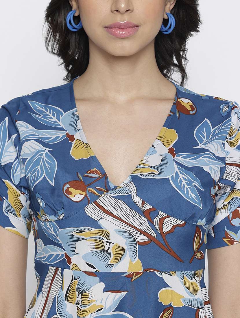 women floral print short sleeve fit and flare dress - 22007795 - Standard Image - 5