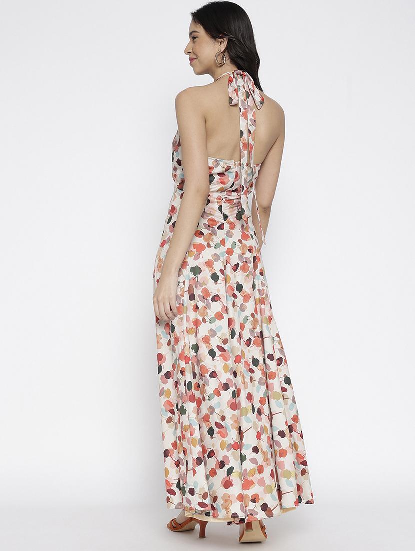 women printed halter neck maxi a-line dress - 22007796 - Standard Image - 3
