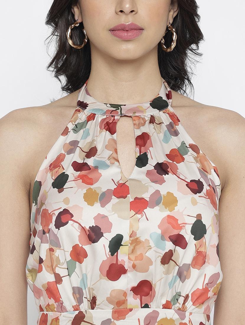women printed halter neck maxi a-line dress - 22007796 - Standard Image - 5