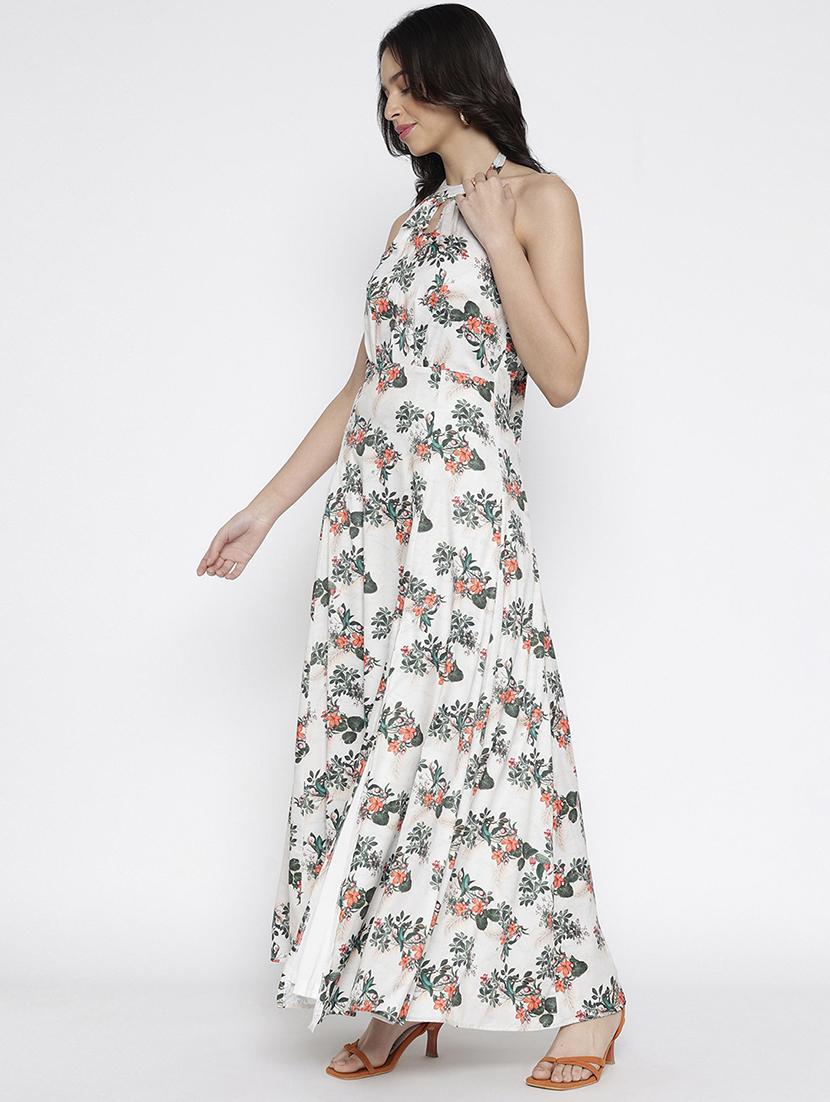 women floral printed halter neck maxi a-line dress - 22007797 - Standard Image - 3