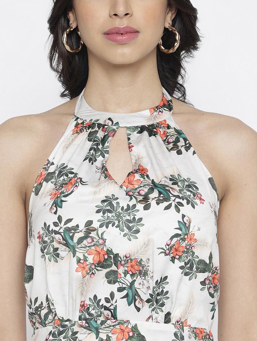 women floral printed halter neck maxi a-line dress - 22007797 - Standard Image - 5