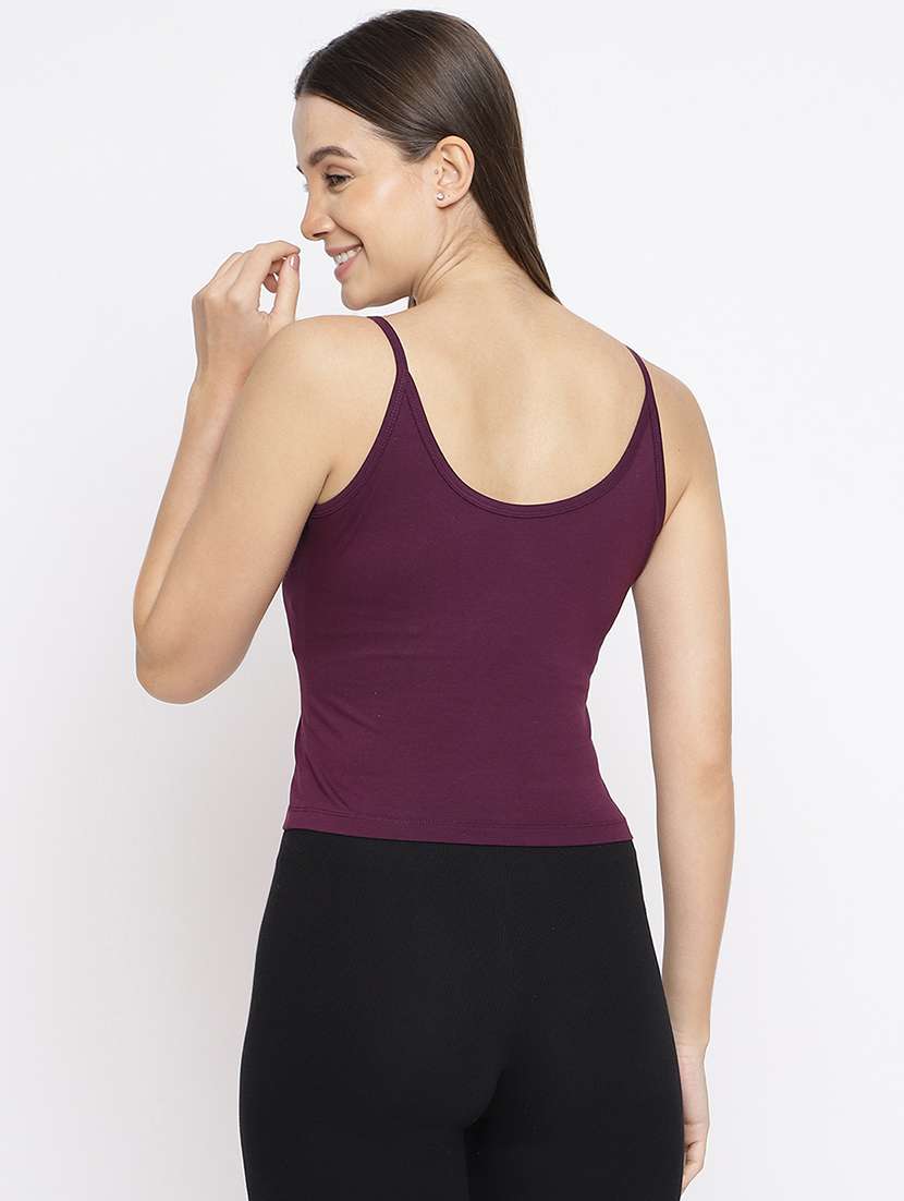 women solid shoulder strap camisole - 22007821 -  Standard Image - 3