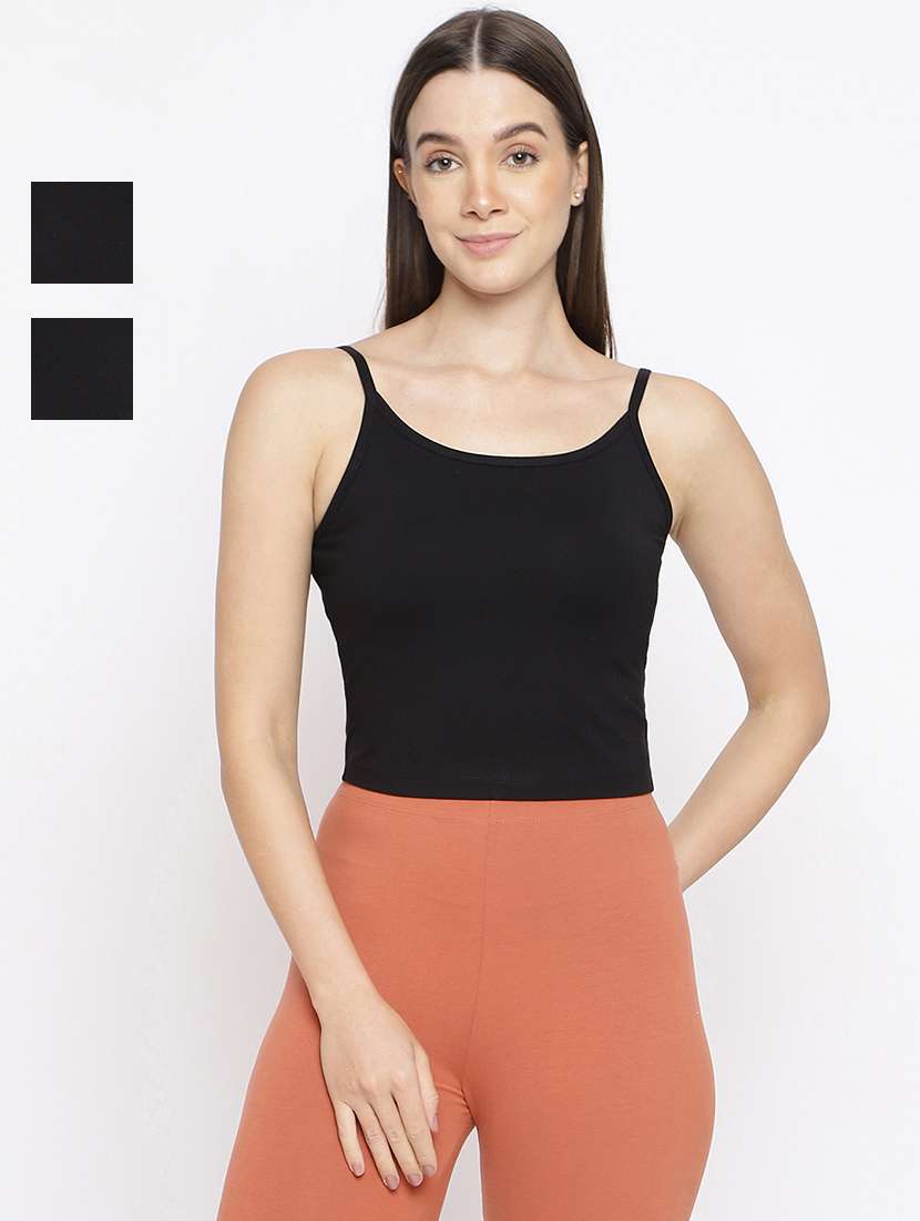 women pack of 2 solid shoulder strap camisole