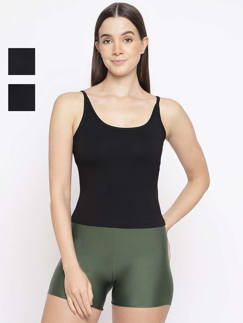 women pack of 2 solid shoulder strap camisole