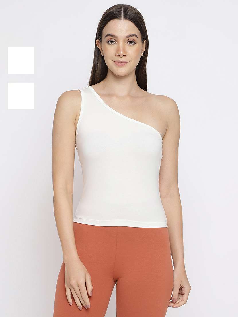 women pack of 2 solid single shoulder camisole