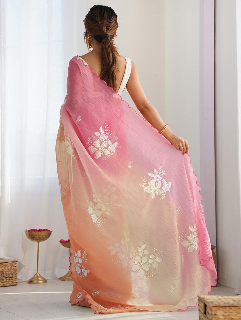 women ombre embellished saree with blouse - 22007880 - Standard Image - 3