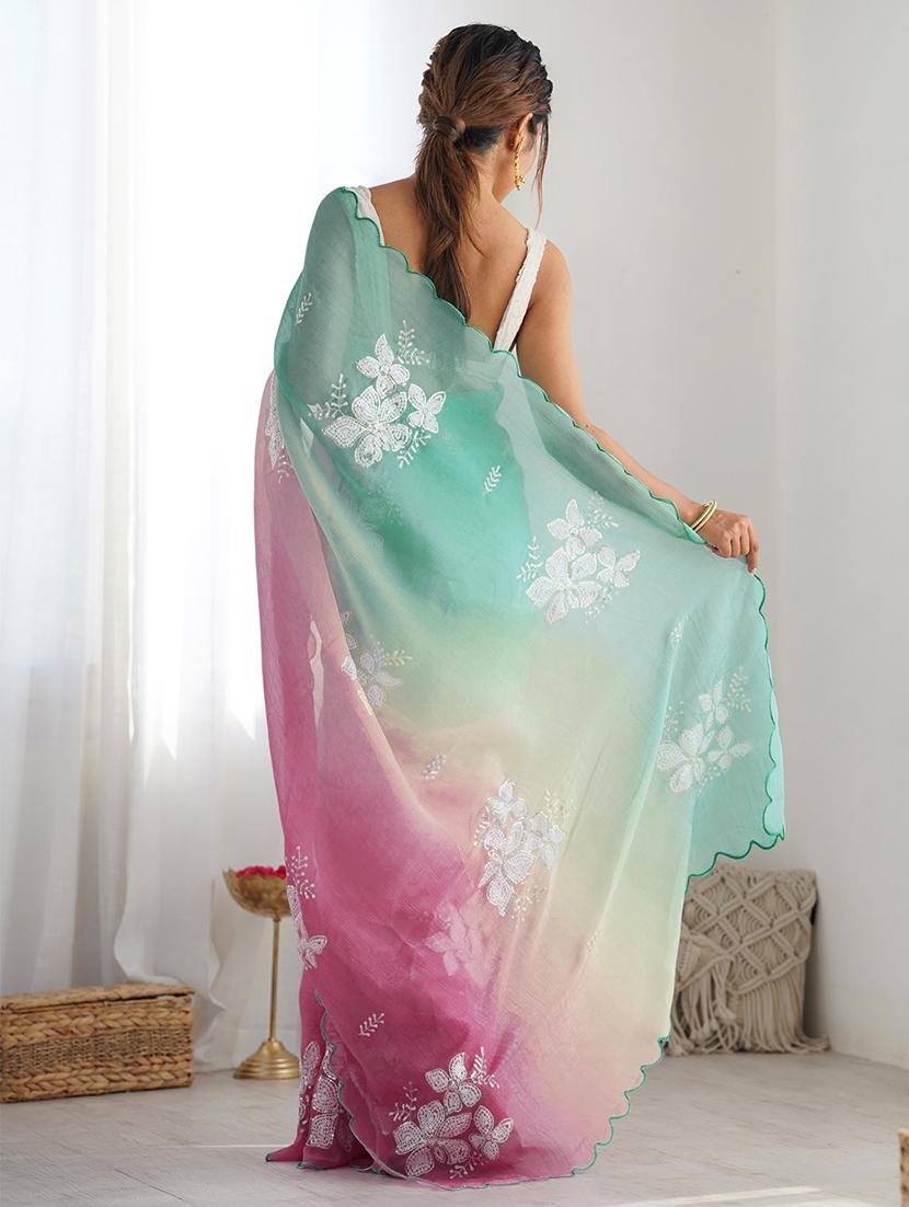 women ombre embellished saree with blouse - 22007881 - Standard Image - 3