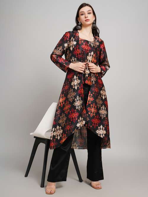 women printed long sleeve fusion set - 22007893 -  Standard Image - 0