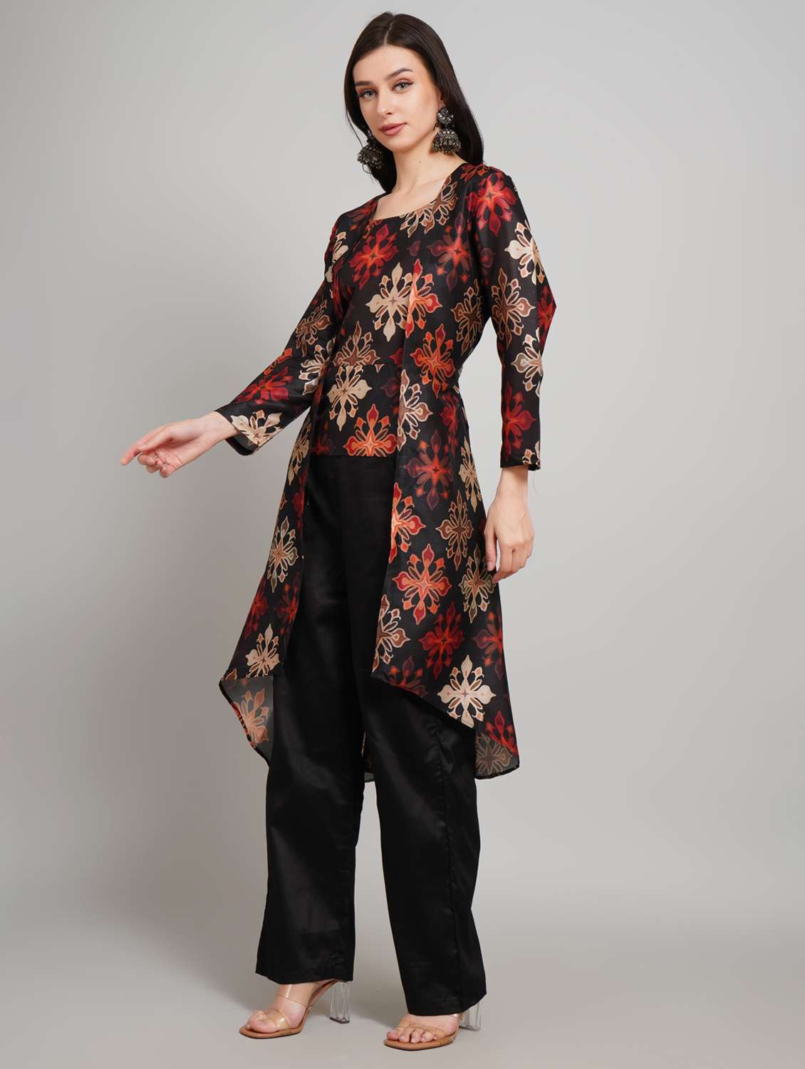 women printed long sleeve fusion set - 22007893 -  Standard Image - 3