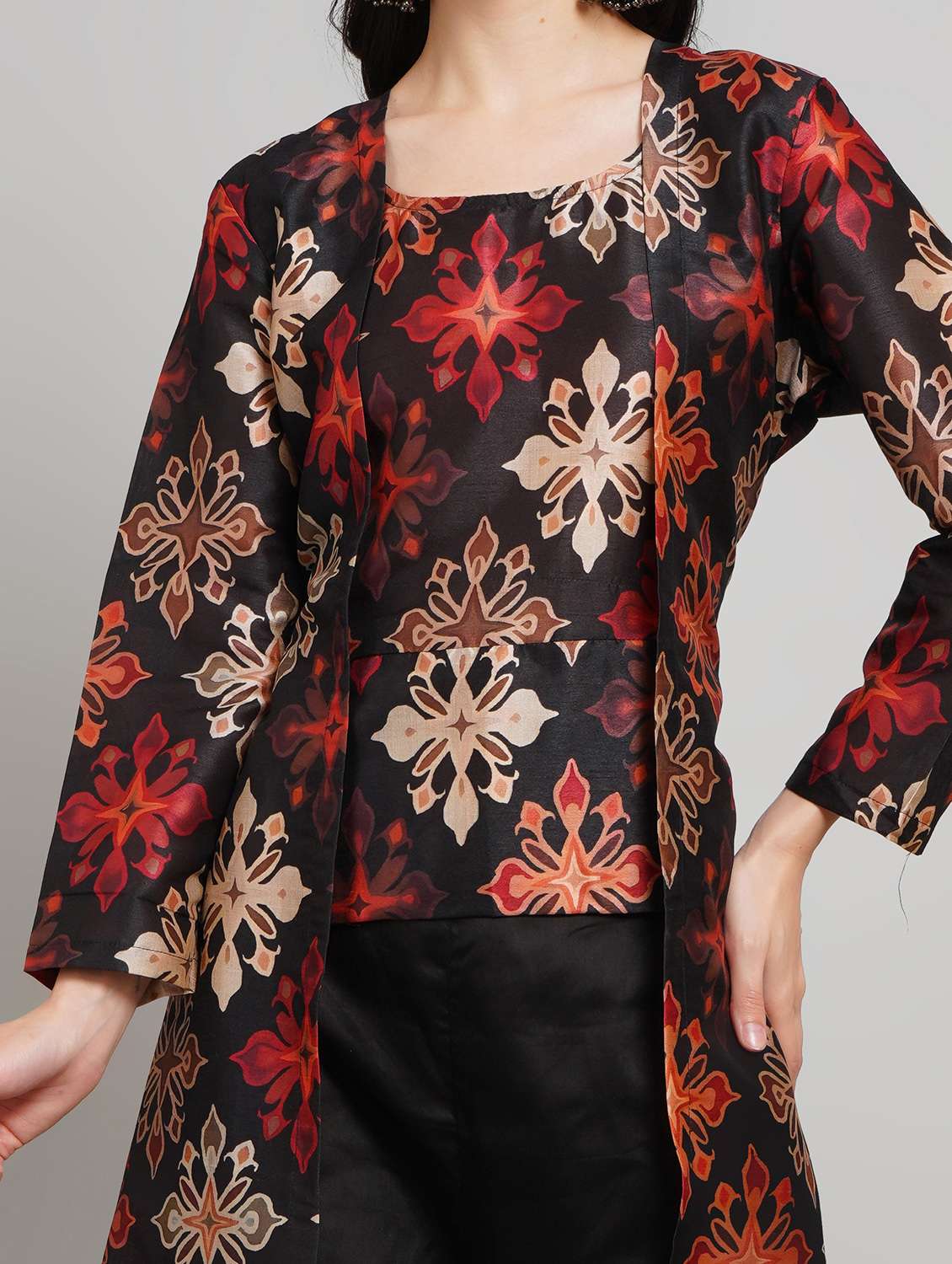women printed long sleeve fusion set - 22007893 -  Standard Image - 5