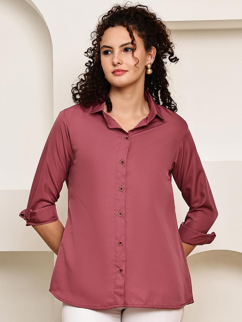women solid long sleeve regular fit shirt