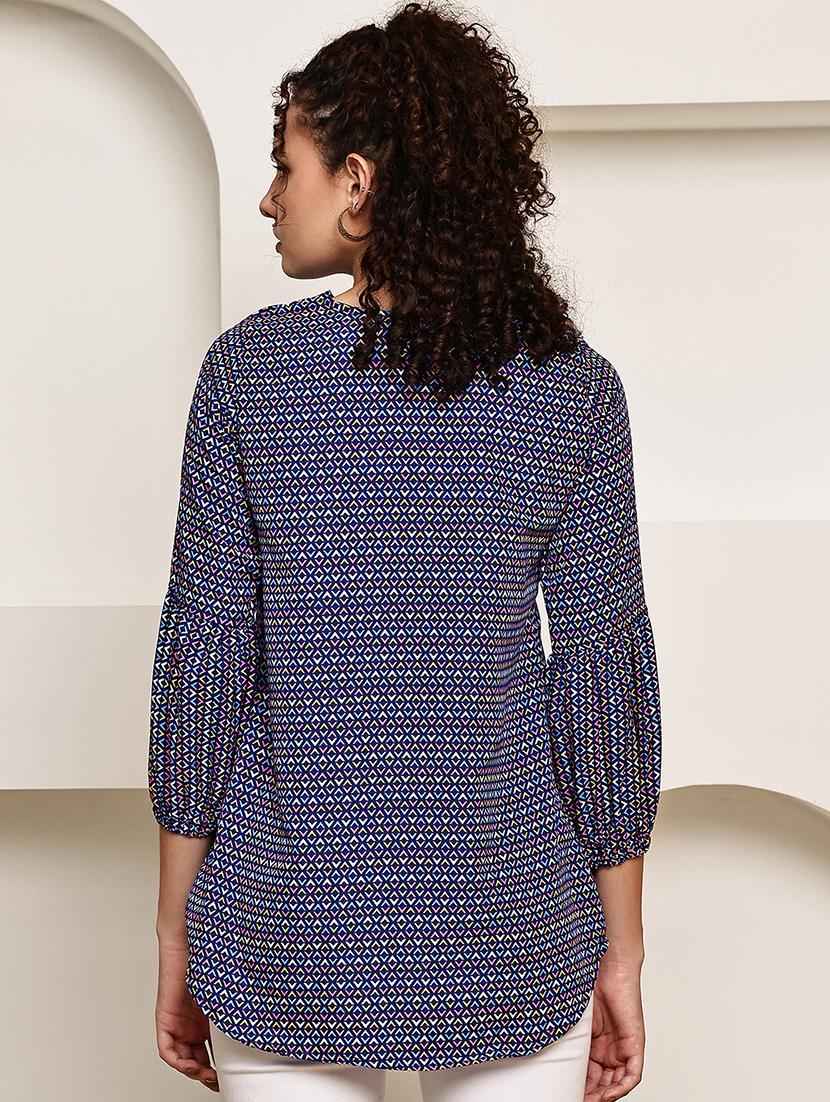 women geometric printed three quarter sleeve regular fit shirt - 22007917 - Standard Image - 5