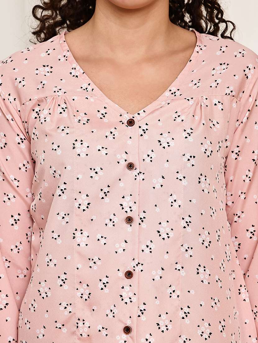 women floral printed long sleeve regular fit top - 22007918 -  Standard Image - 3