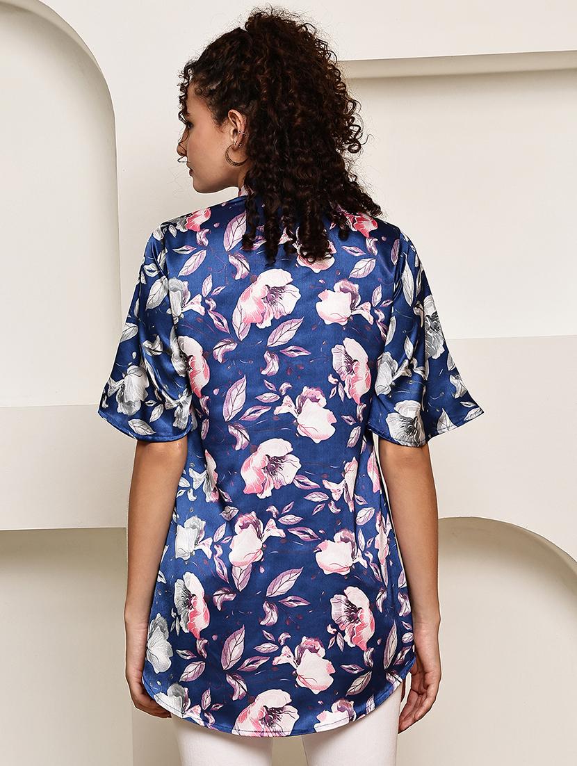 women floral printed short sleeve regular fit top - 22007919 - Standard Image - 3