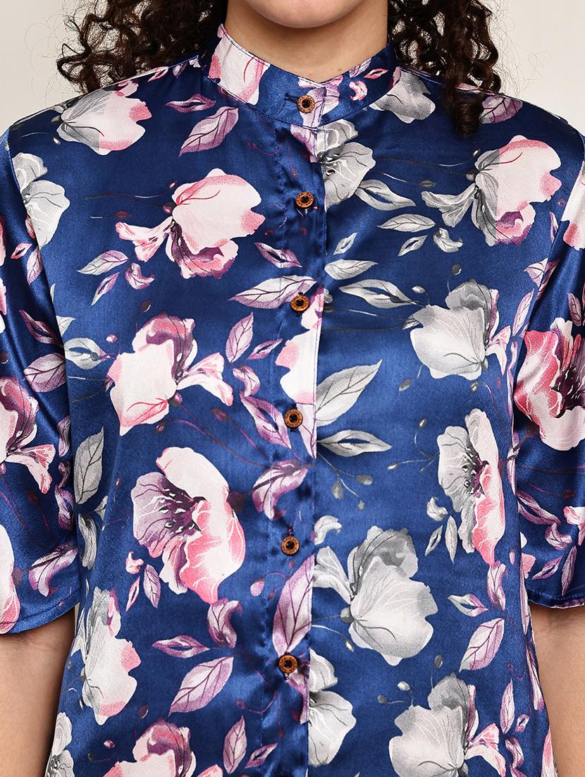 women floral printed short sleeve regular fit top - 22007919 - Standard Image - 5