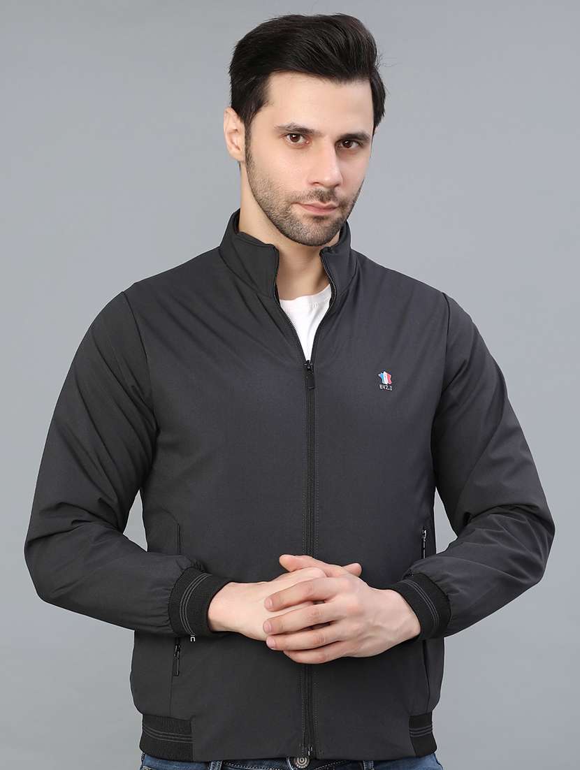 men solid long sleeve regualr fit casual jacket