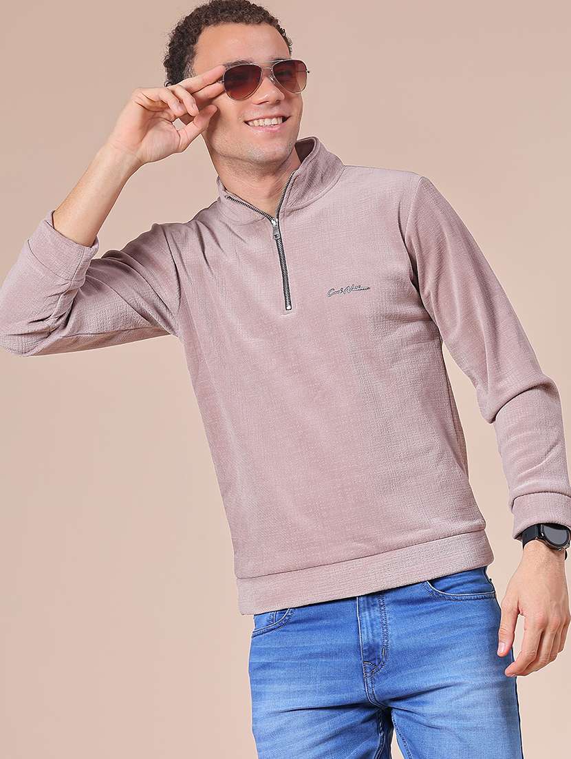 men solid long sleeve regular fit sweatshirt