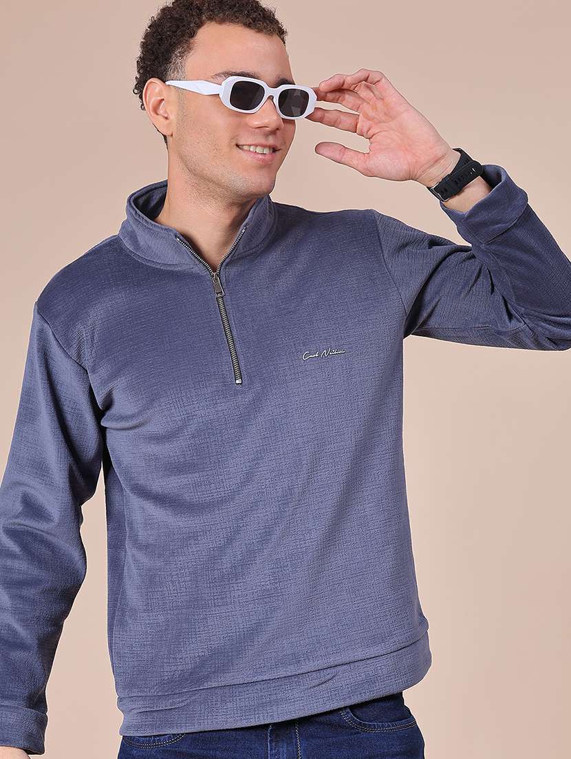 men solid long sleeve regular fit sweatshirt