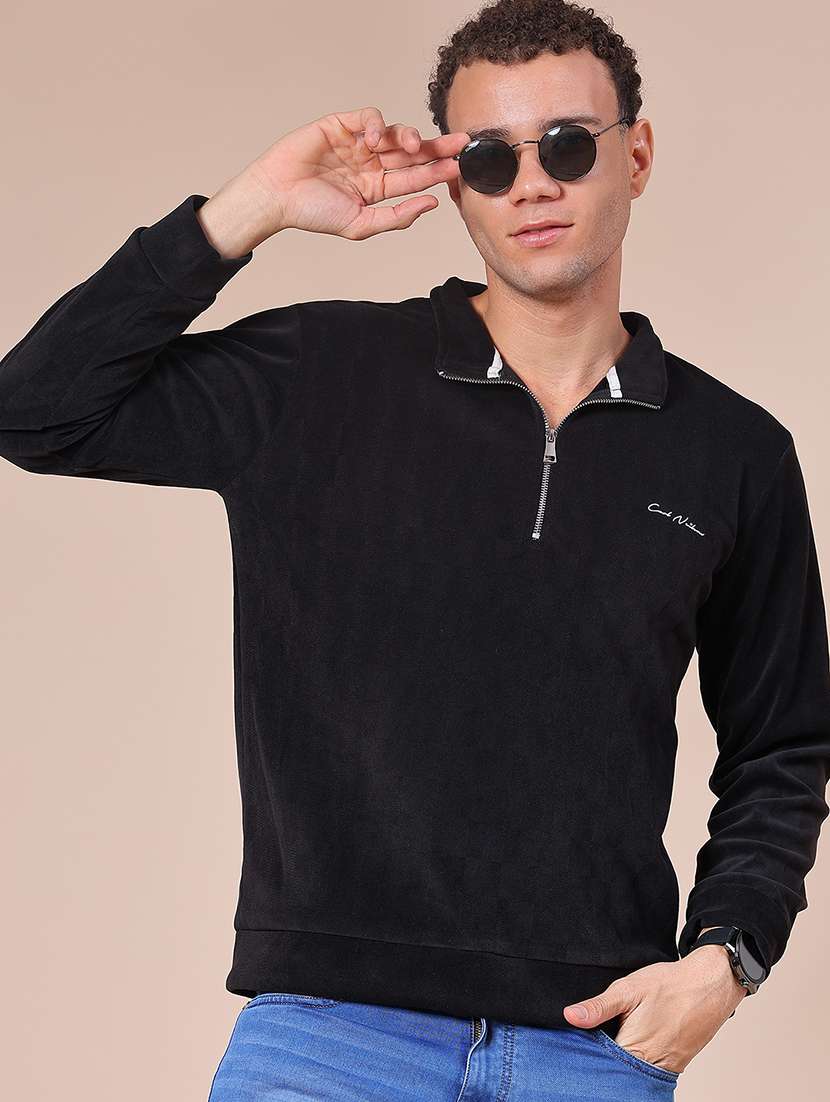 men self design long sleeve regular fit sweatshirt