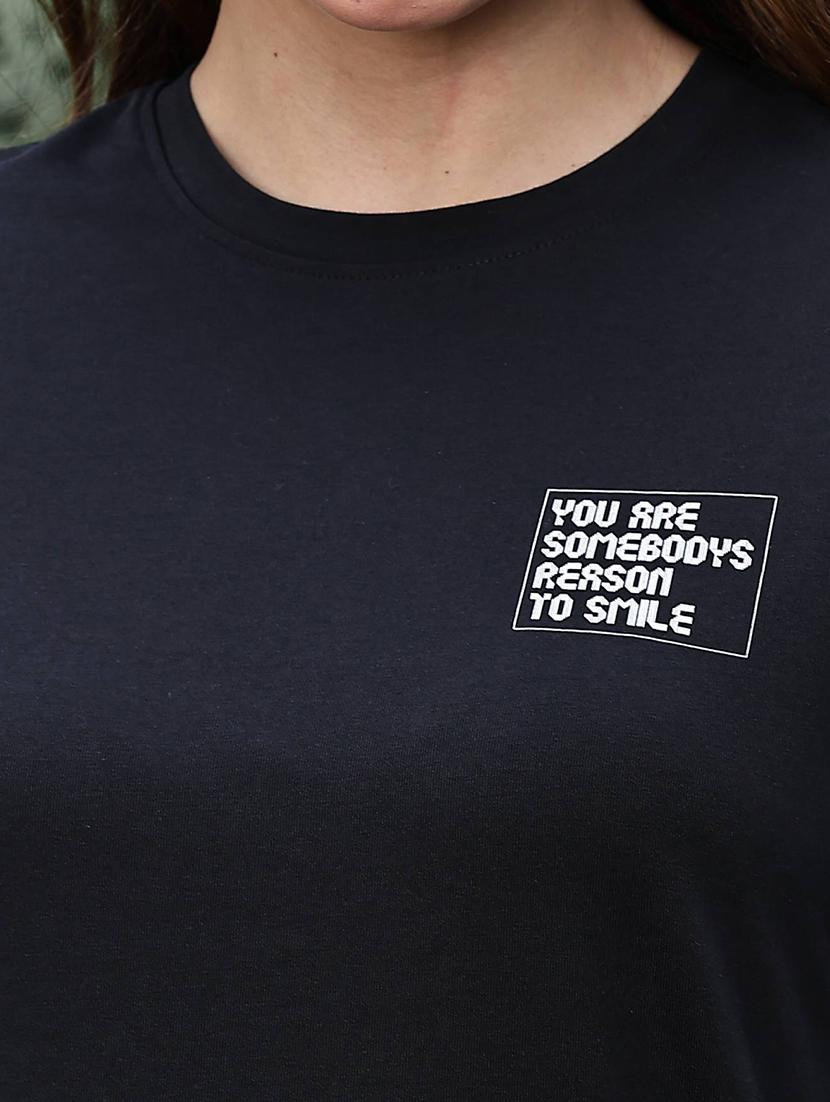 women typographic front & back print round neck t-shirt - 22008251 - Standard Image - 5