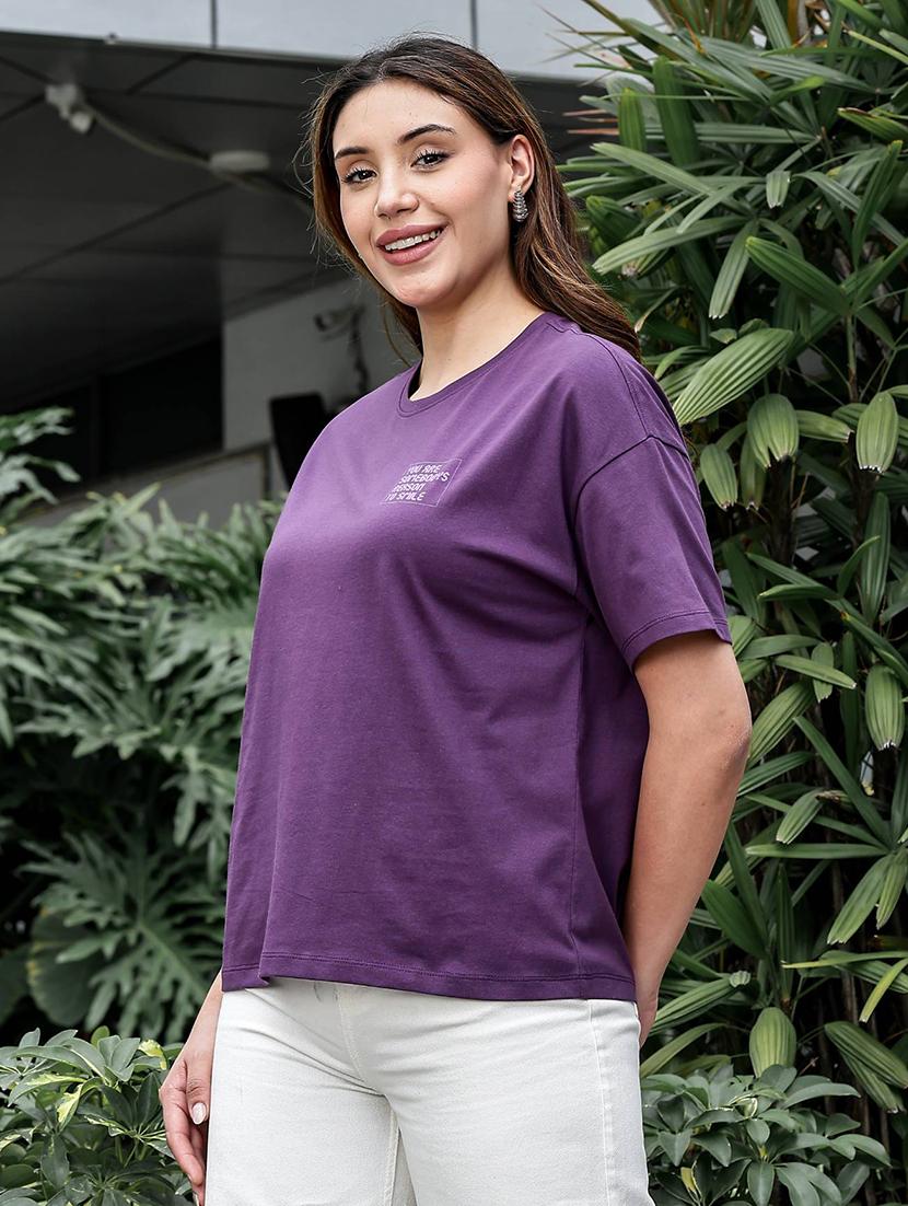 women typographic front & back print round neck t-shirt - 22008252 - Standard Image - 3