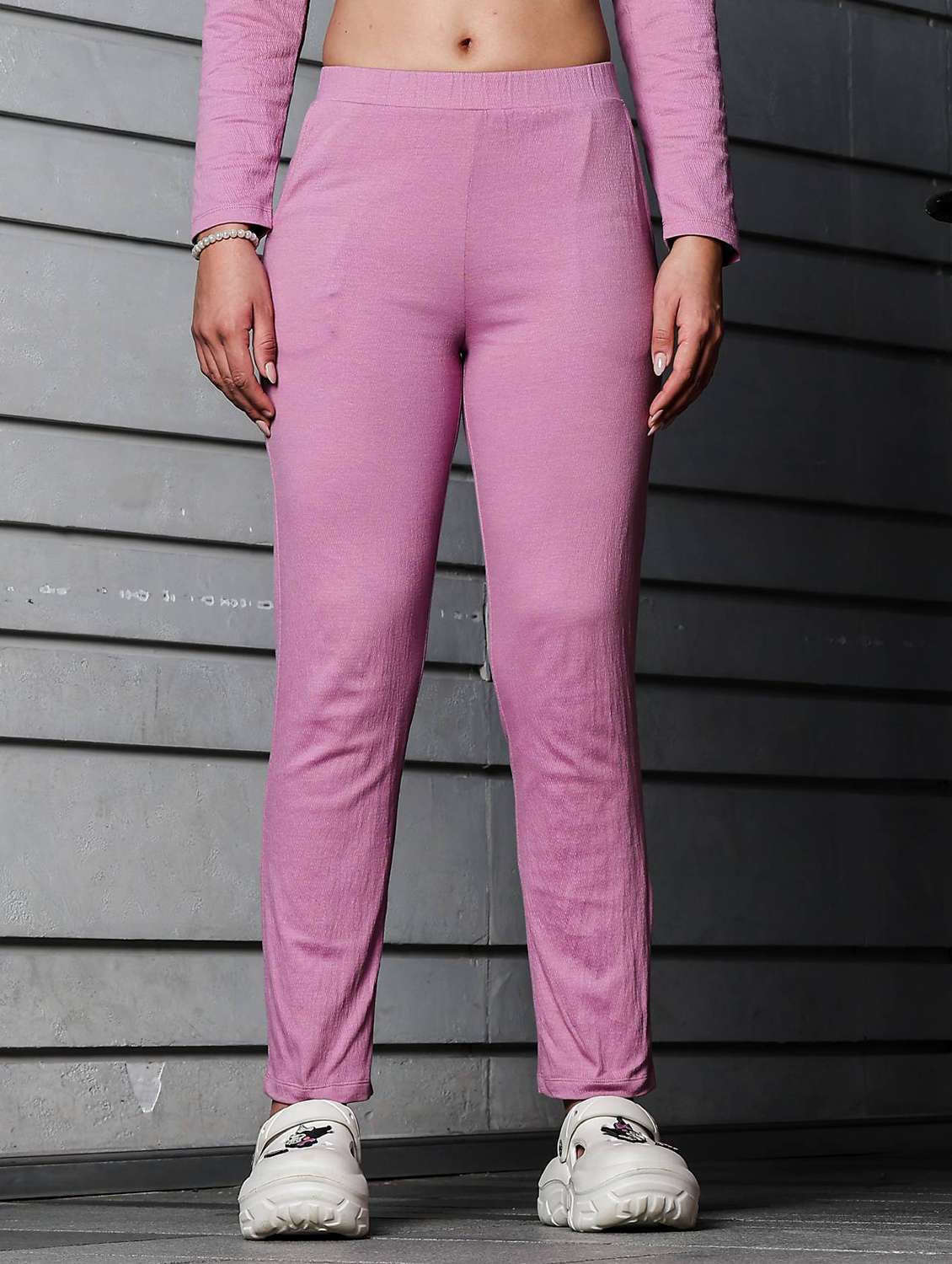 women typographic long sleeve top and trouser set co-ord - 22008309 - Standard Image - 5