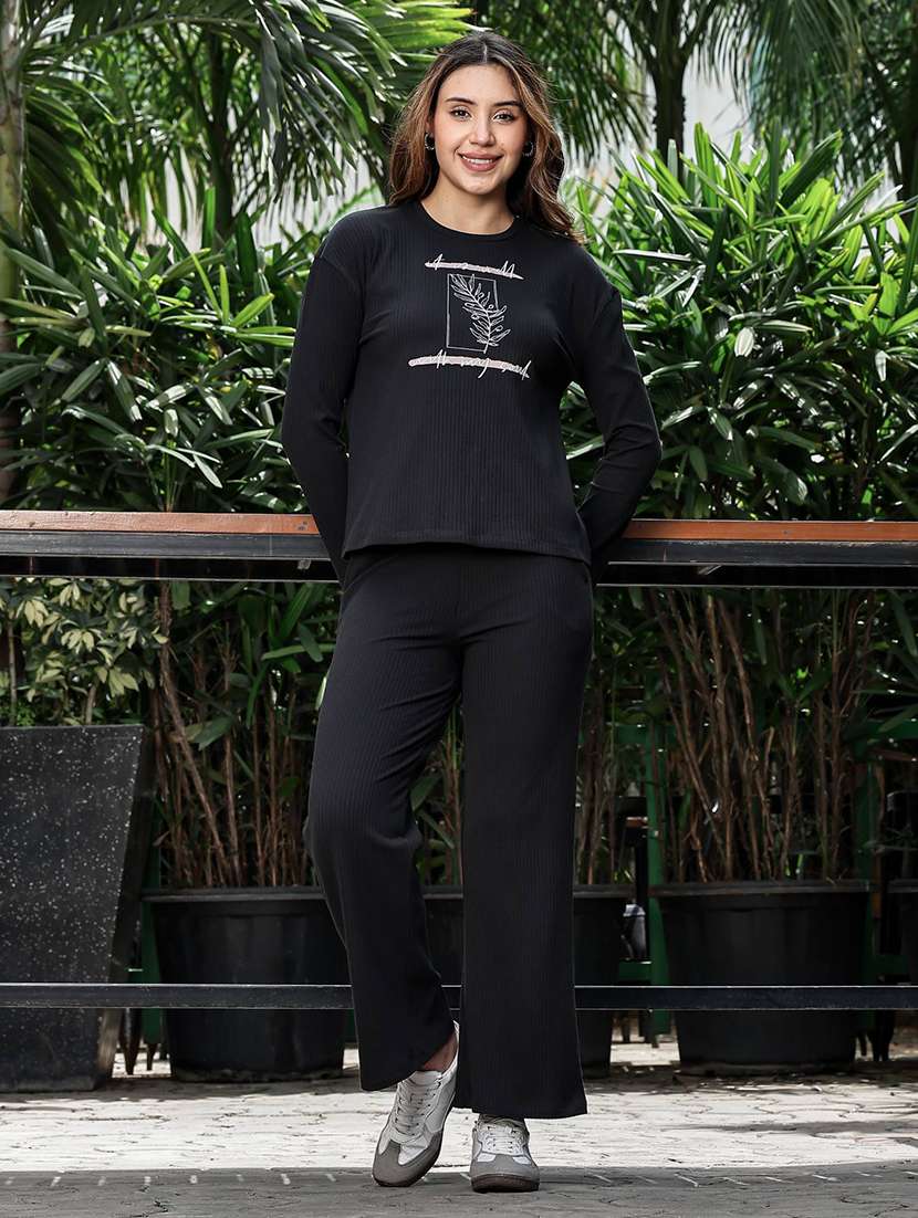 women printed long sleeve t-shirt and trouser set co-ord - 22008314 - Standard Image - 3