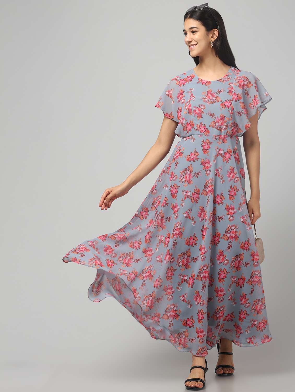 Women Floral Print Flared Printed Flared Dress