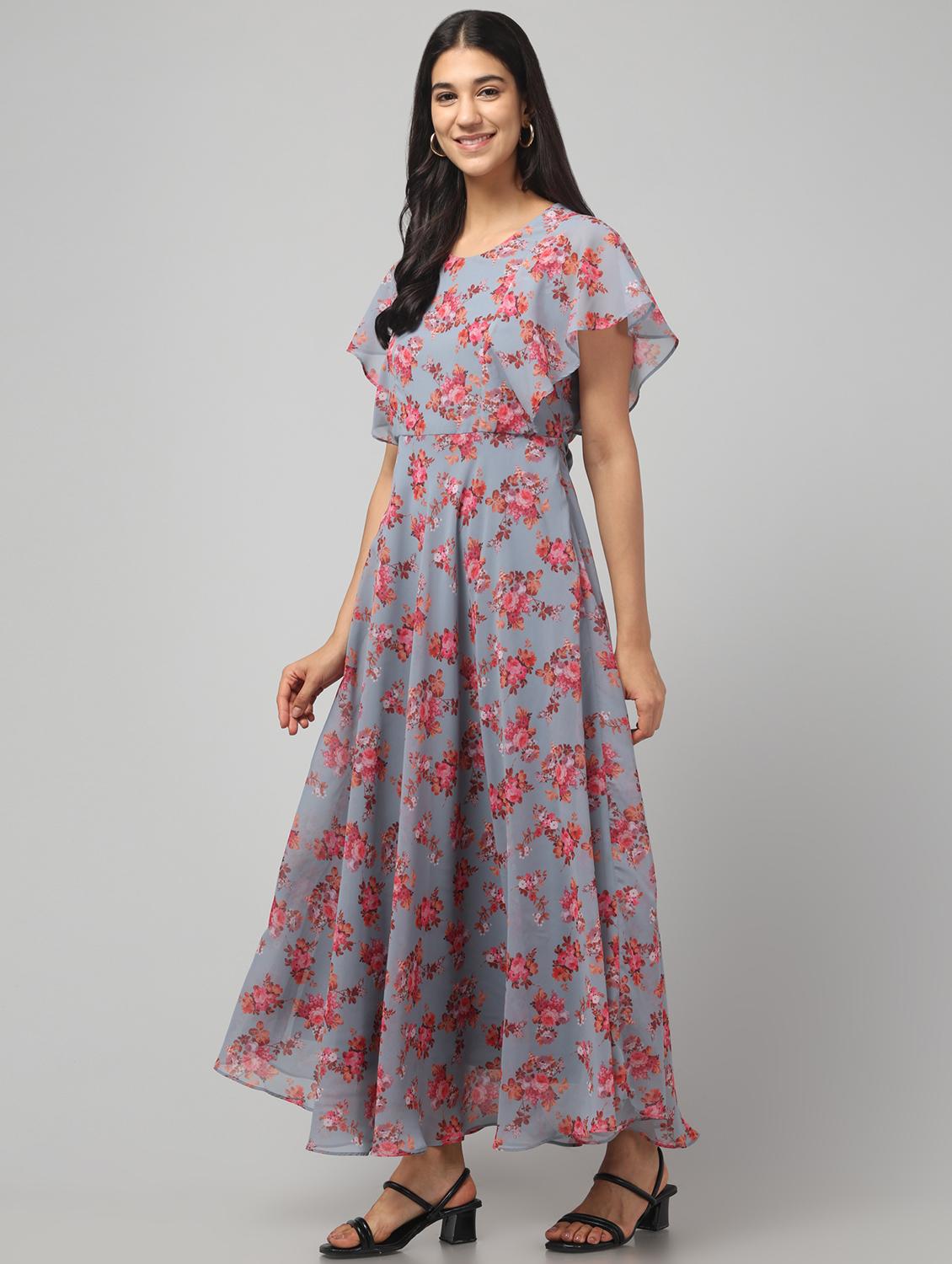 women floral print flared printed flared dress - 22008640 - Standard Image - 3