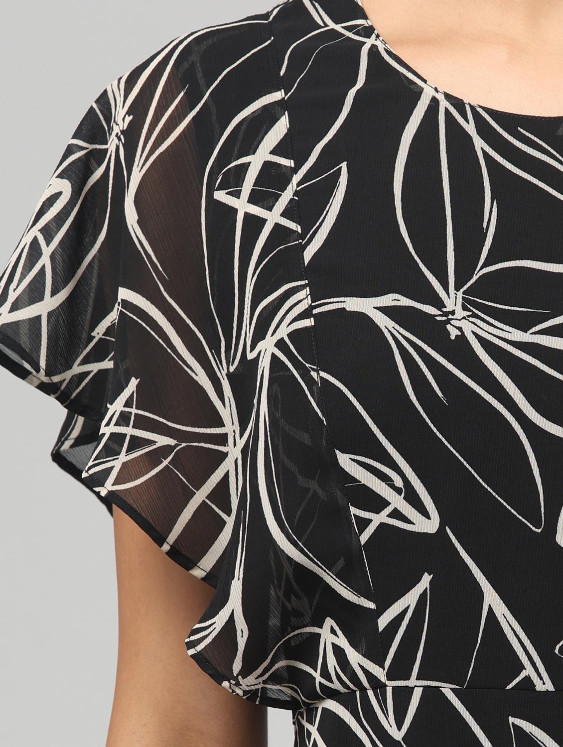 women printed flared sleeve fit & flare dress - 22008642 - Standard Image - 5