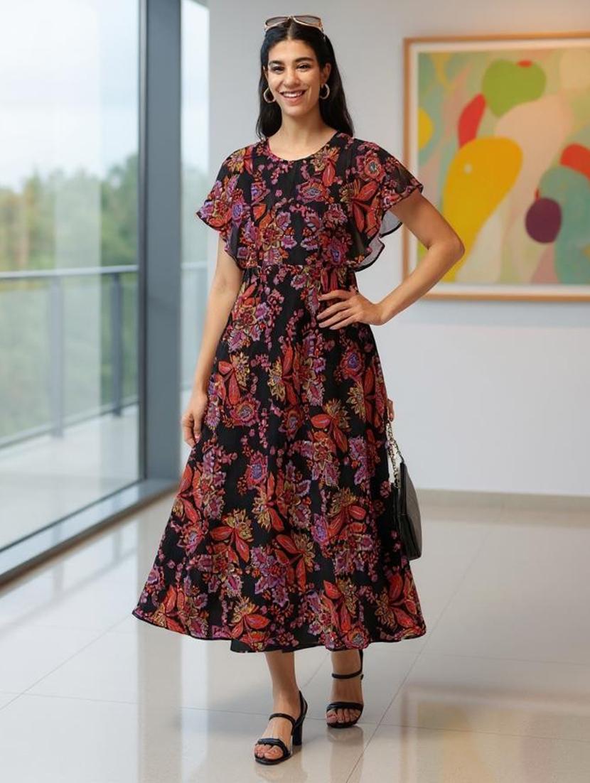 womne floral print flared sleeve dress - 22008643 -  Zoom Image - 0
