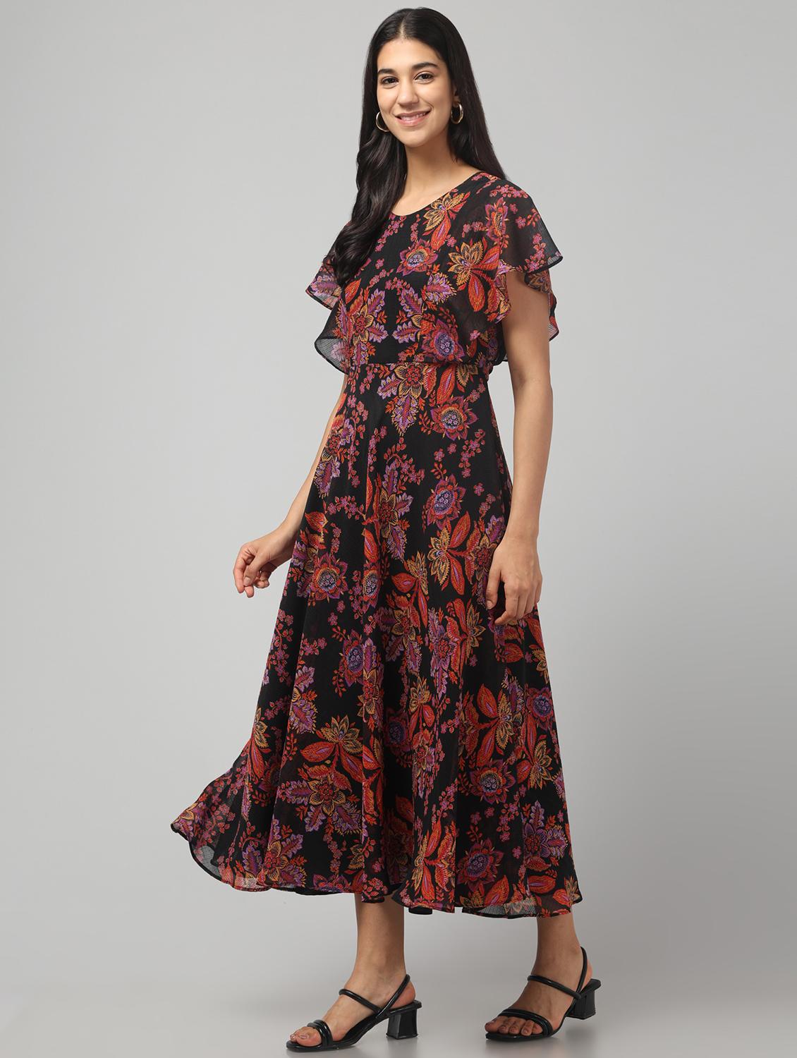 womne floral print flared sleeve dress - 22008643 - Standard Image - 3