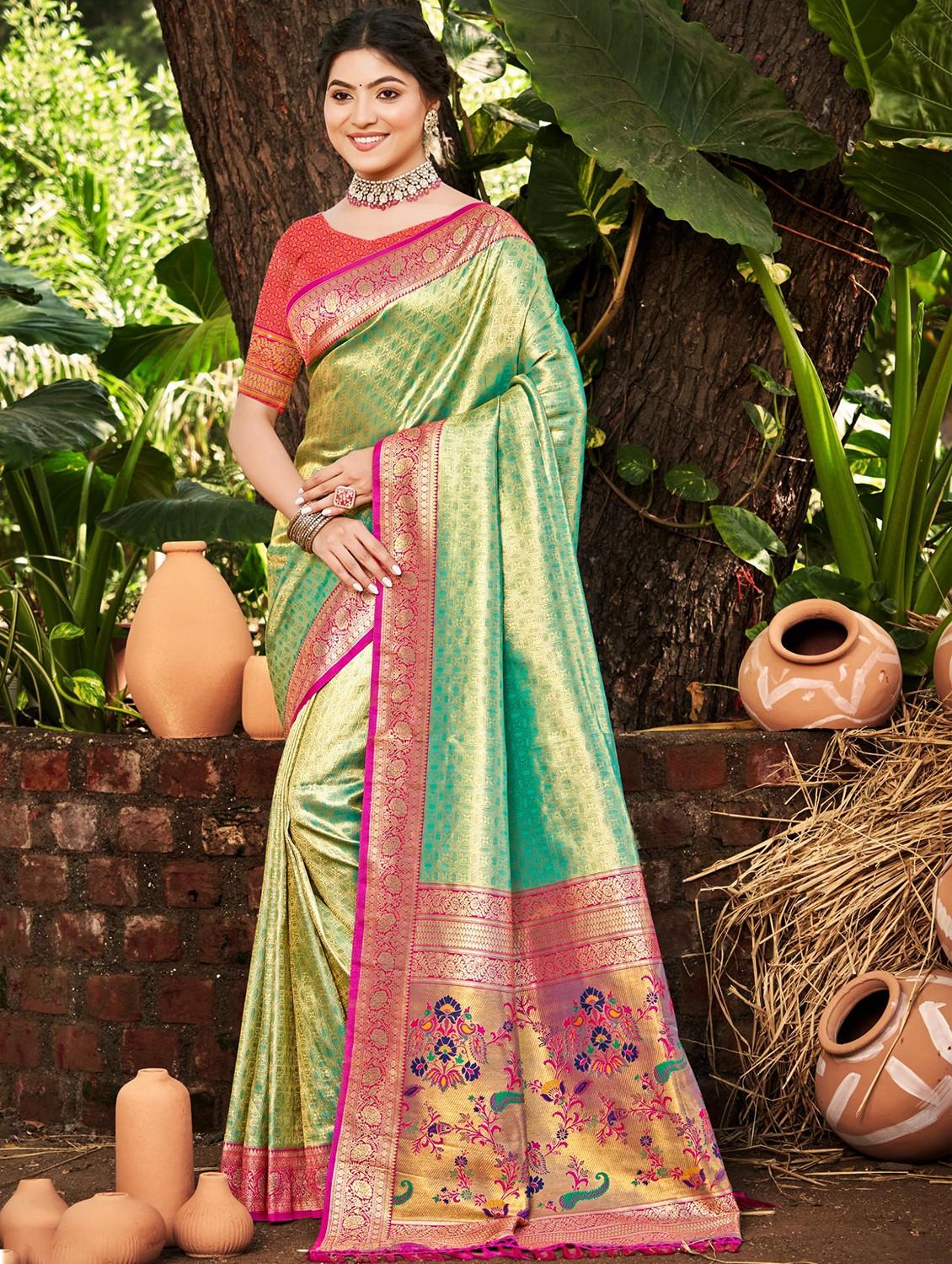 women self design kanjivaram saree with blouse - 22008696 - Zoom Image - 0