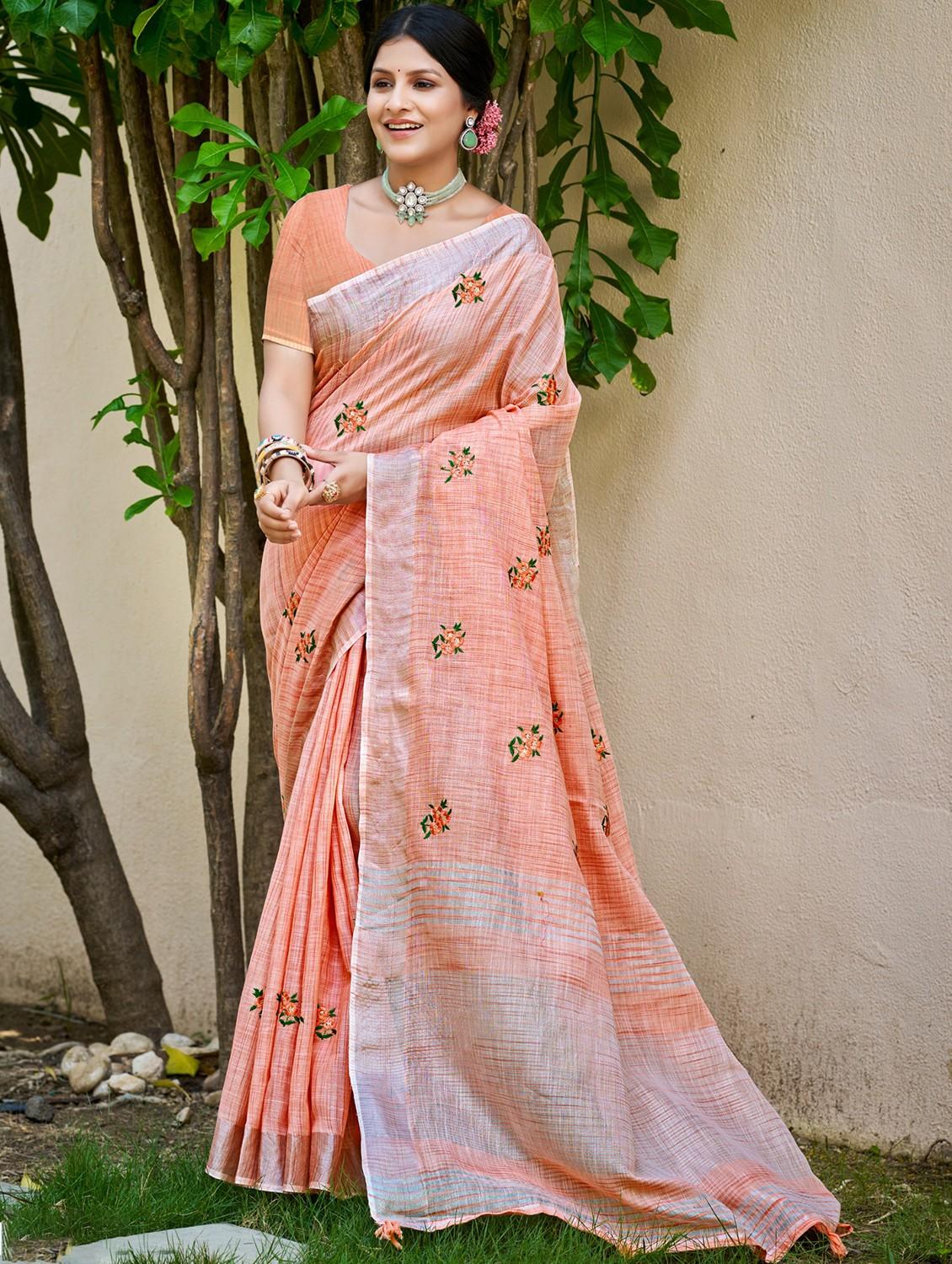 women floral bordered saree with blouse