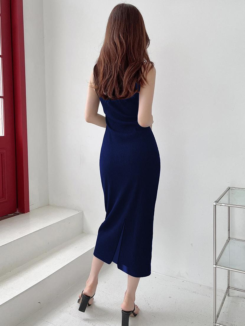 women solid round neck slim fit bodycon dress - 22008735 - Standard Image - 3