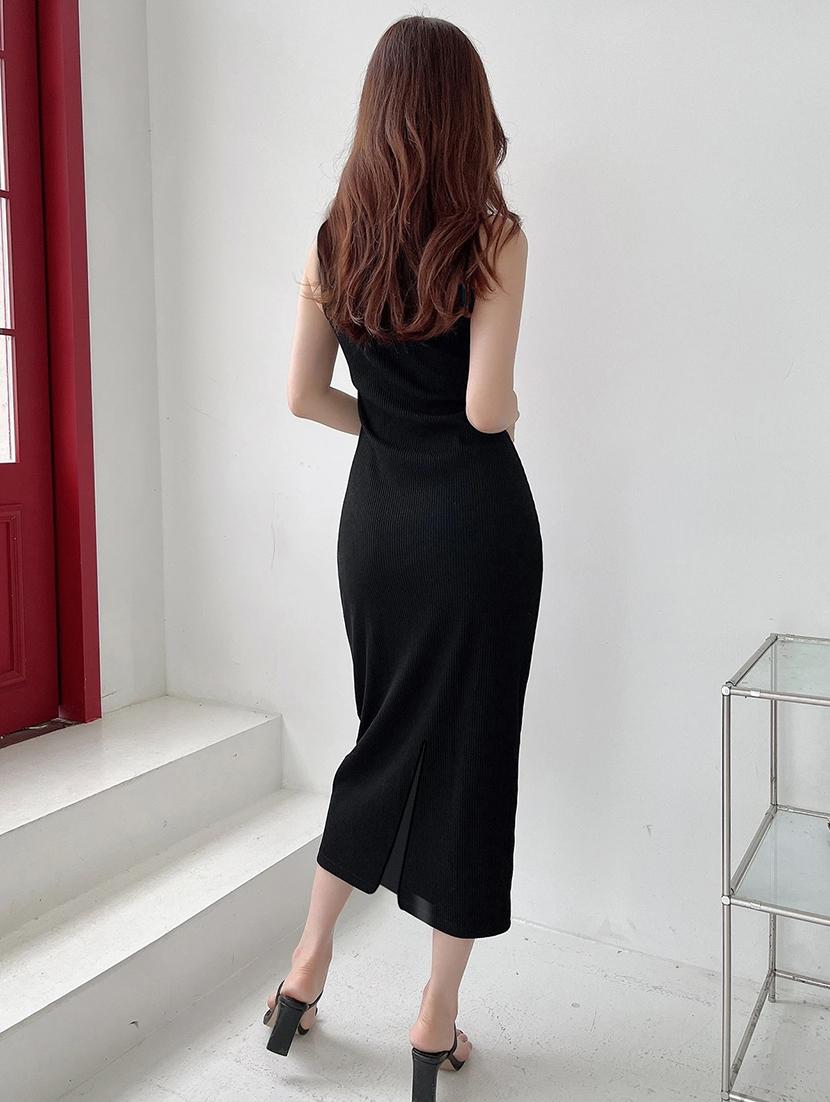 women solid round neck slim fit bodycon dress - 22008736 - Standard Image - 3