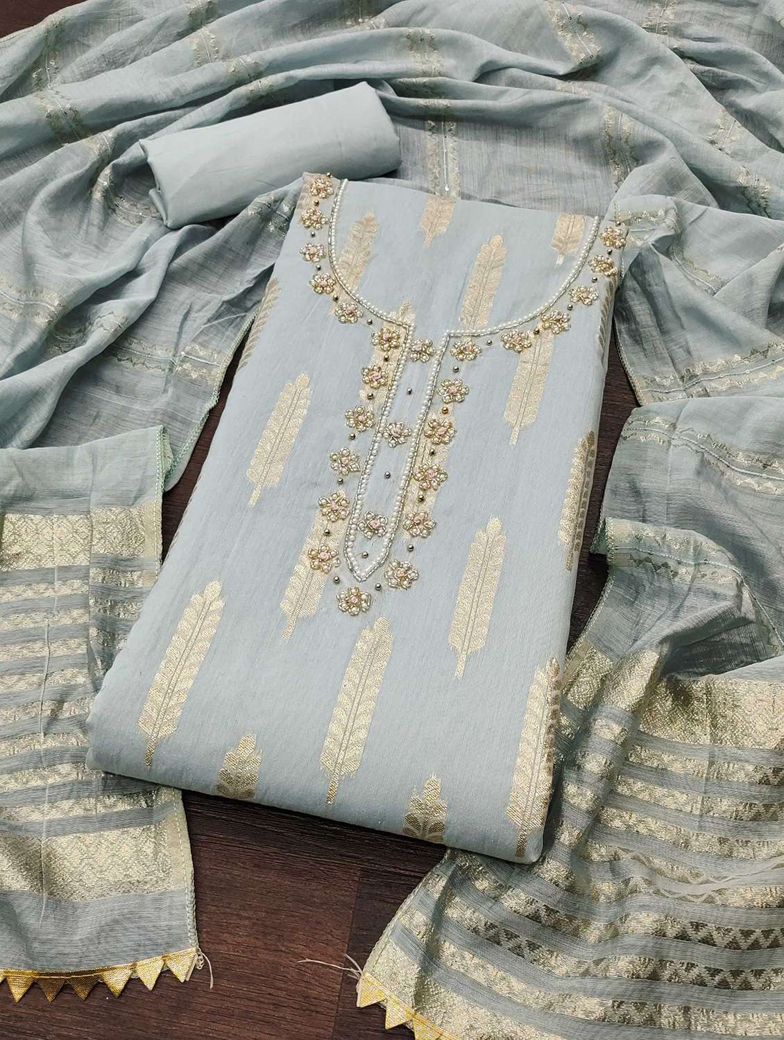 women self design embroidered unstitched suit set - 22008740 -  Zoom Image - 0
