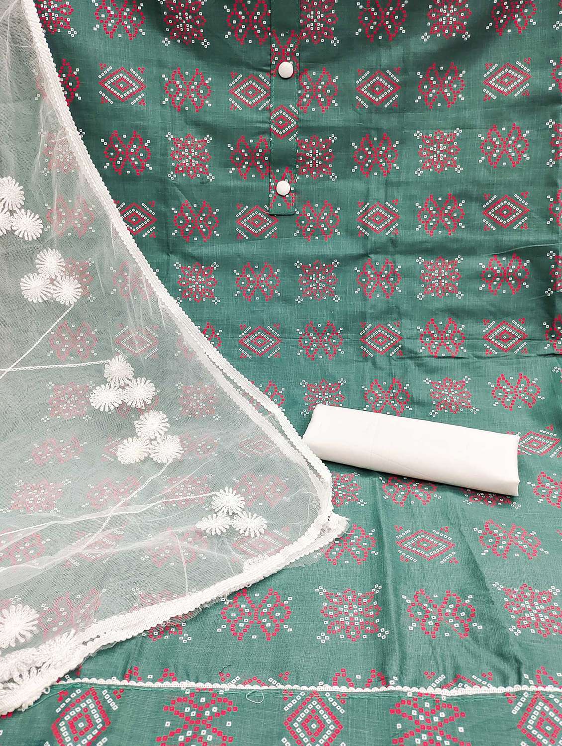 women bandhani printed unstitched suit set - 22008745 -  Standard Image - 3